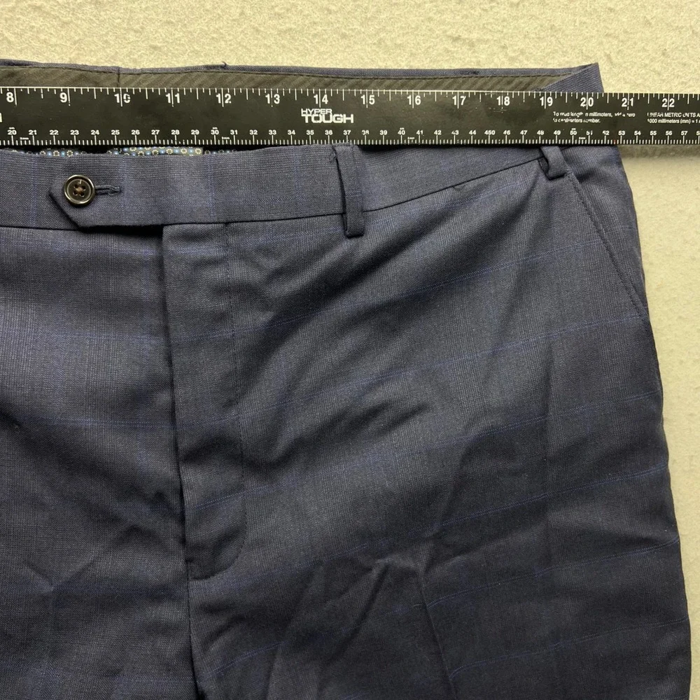 Lauren Ralph Lauren Mens Navy Blue Windowpane 2 Piece Suit Blazer Pants 40x32